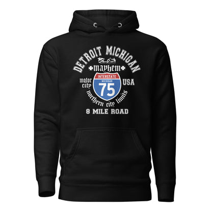 Detroit 8 Mile - 50 States - with White Print - Women's Hoodie