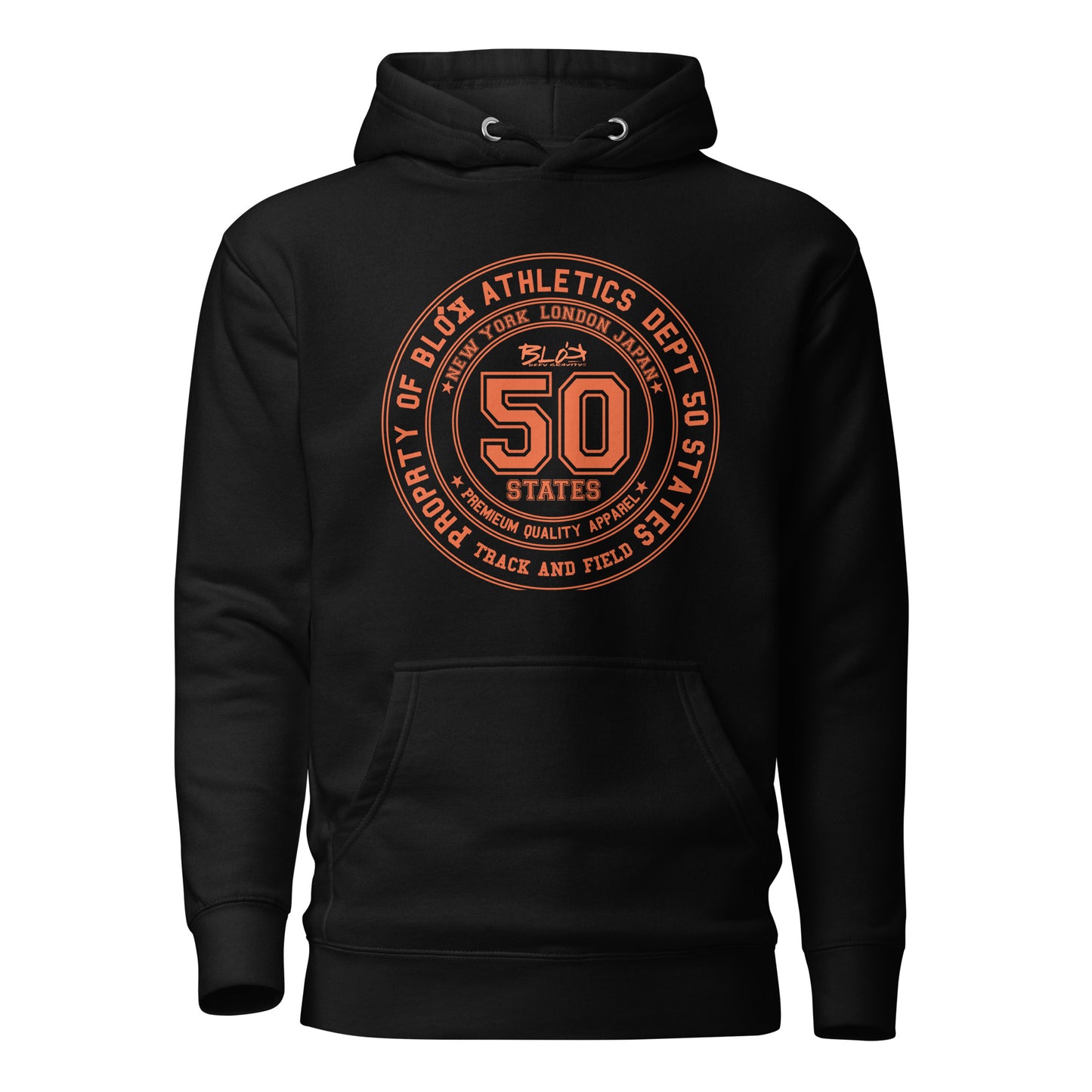 BLOK 50 State Athletic Dept. - Orange Front Graphic Print Women's Hoodie