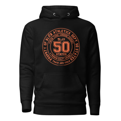 BLOK 50 State Athletic Dept. - Orange Front Graphic Print Women's Hoodie