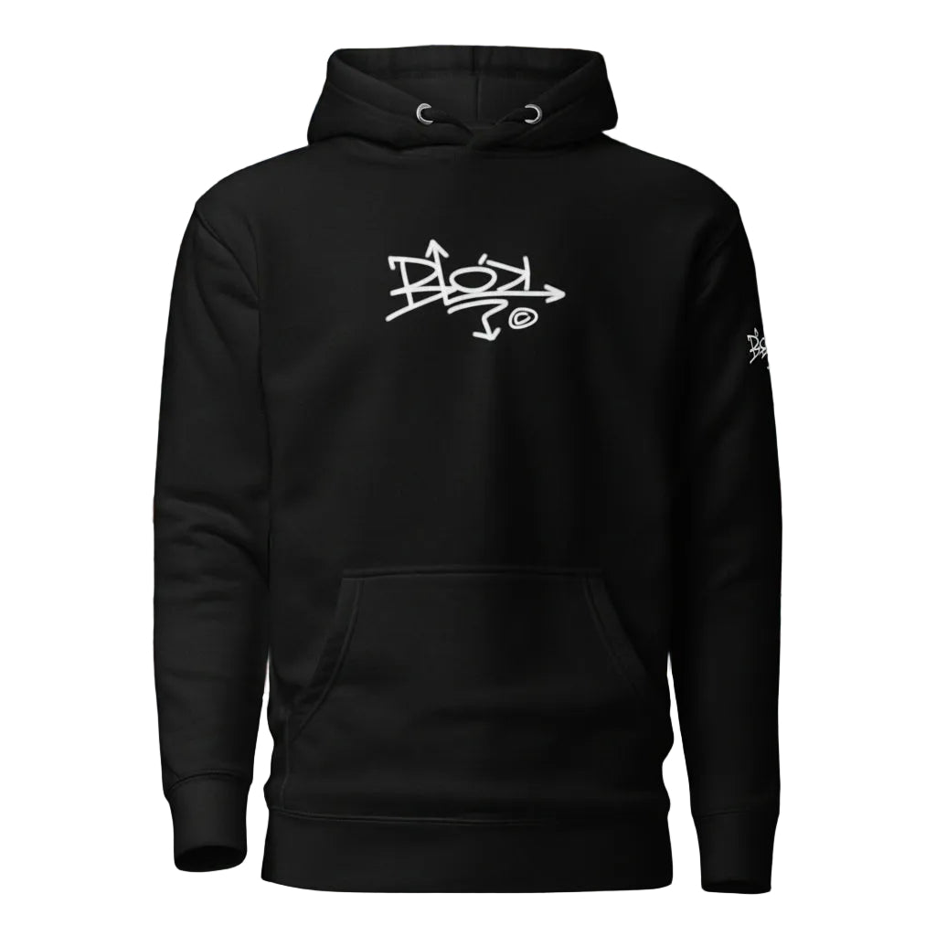 BLOK Tag - White Front & Arm Graphic Print Women's Hoodie