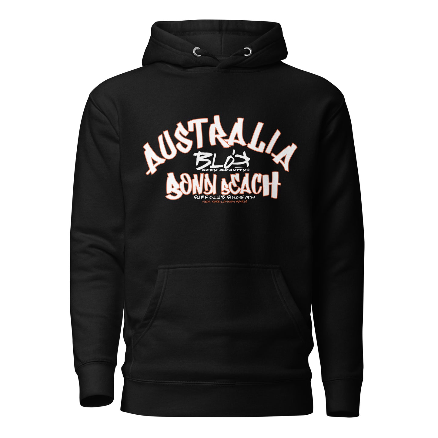 BLOK Bondi Beach - Orange & White Front & Back Graphic Print Women's Hoodie