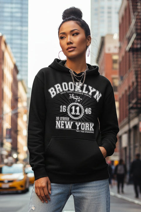 Brooklyn New York - Front Print in White - Women's Hoodie