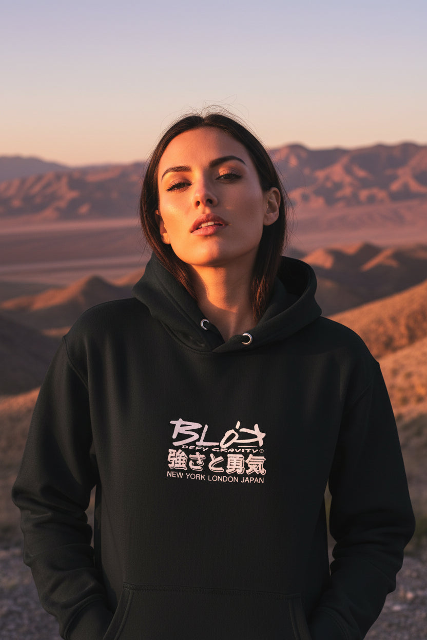 BLOK Widow Peak - White Front & Back Graphic Print Women's Hoodie