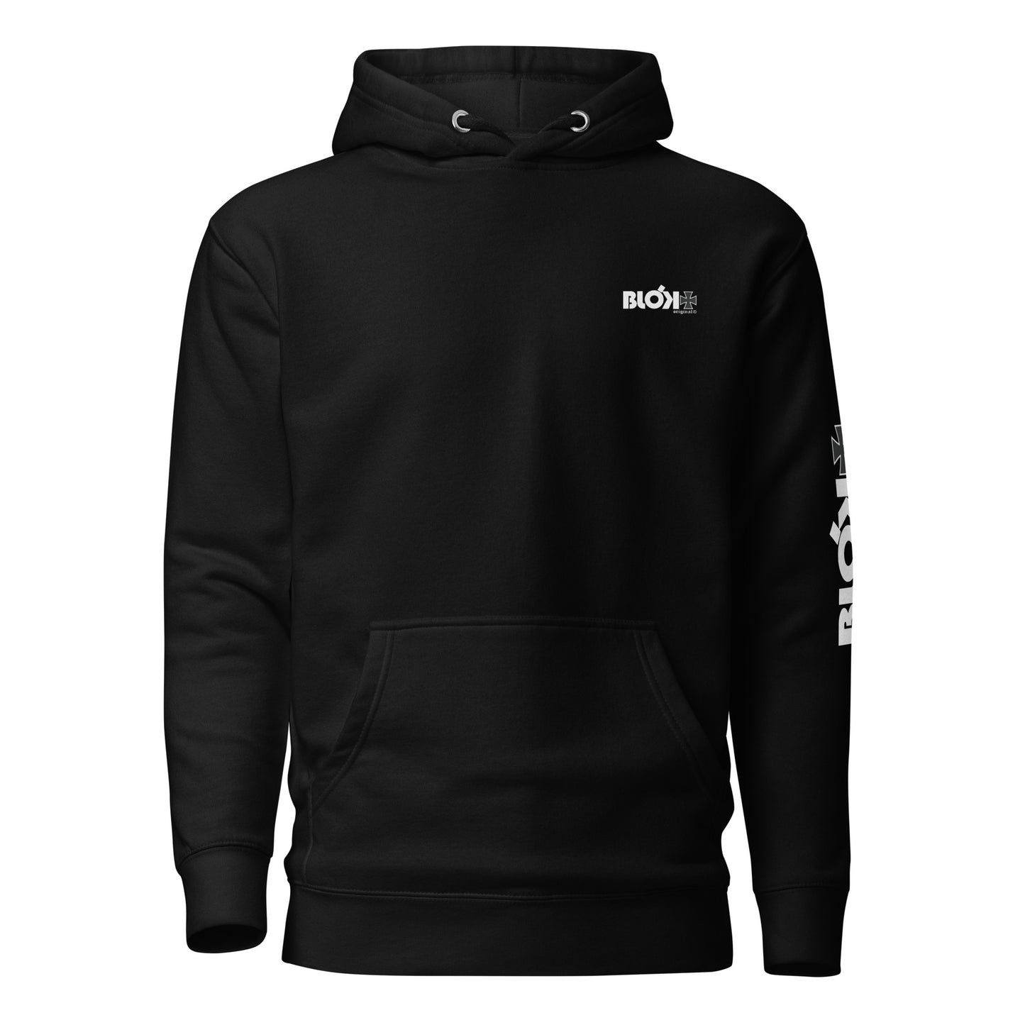 BLOK Old School Iron Cross - White Front, Back & Arm Graphic Print Women's Hoodie