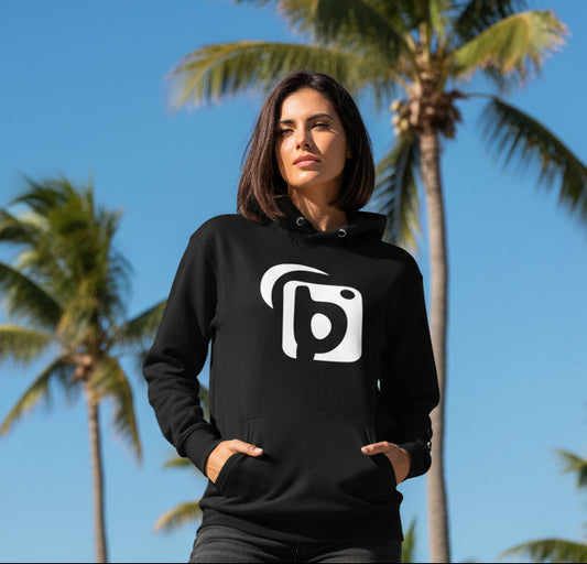 BLOK Original Logo - White Front Graphic Print with Embroidered Arm Women's Hoodie