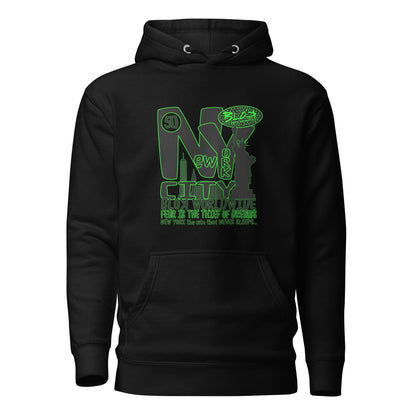 New York City Worldwide - Front Print in Black & Green - Women's Hoodie
