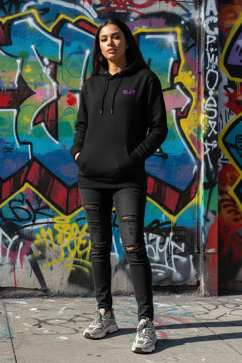 BLOK Airborne Eagle - Purple Front & Back Print Women's Hoodie