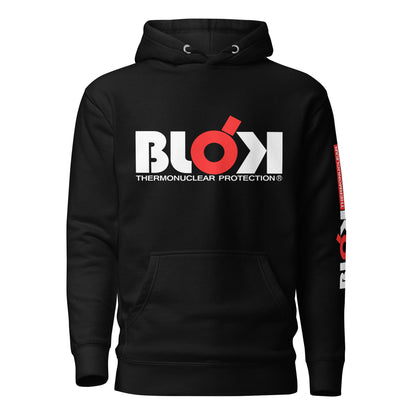 BLOK Thermonuclear Protection - White & Red Front & Arm Graphic Print  - Women's Hoodie