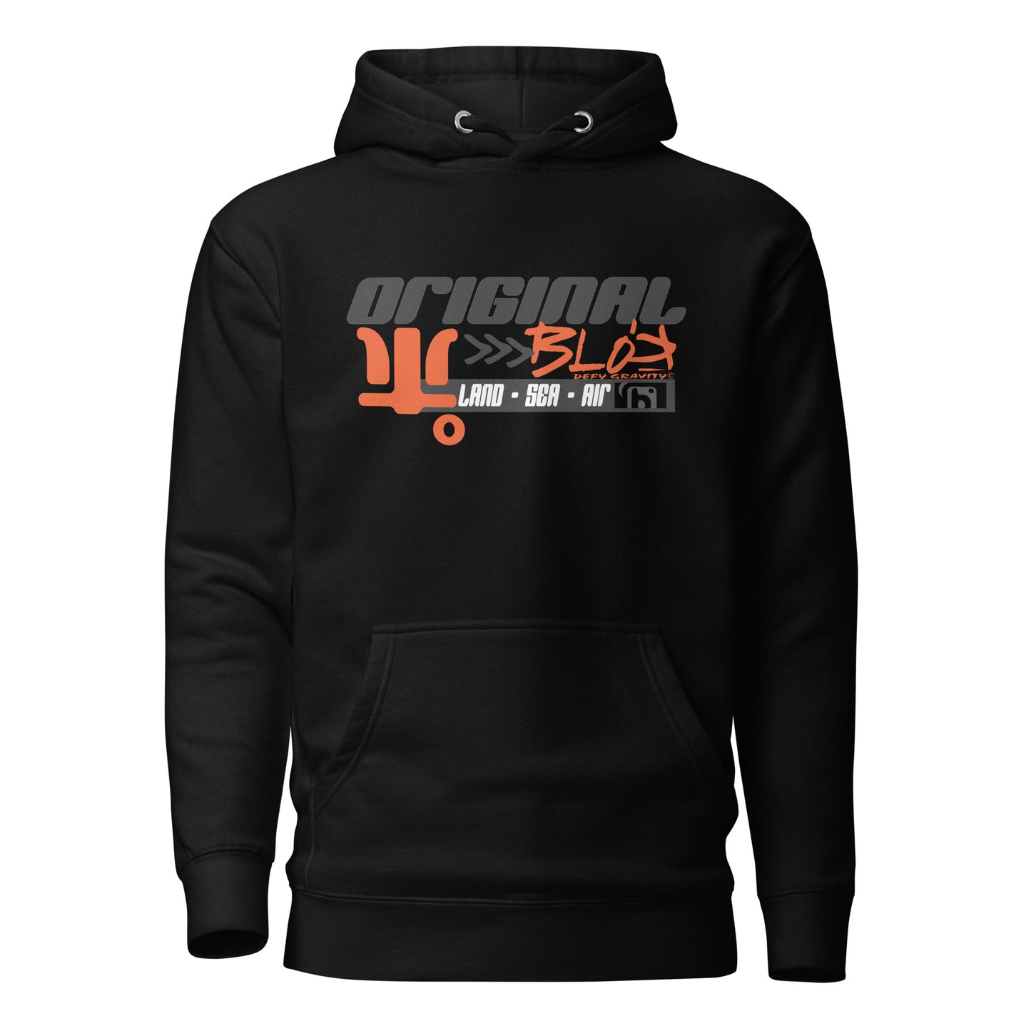Land Sea Air - Grey & Orange Front Print - Men's Graphic Hoodie