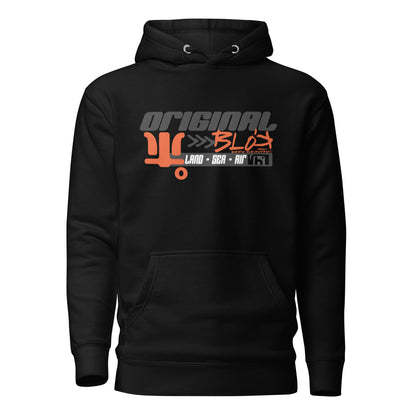 Land Sea Air - Grey & Orange Front Print - Men's Graphic Hoodie