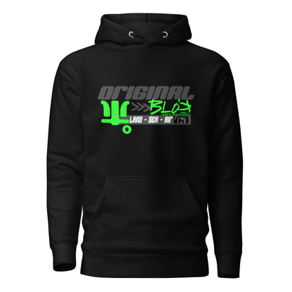 Land Sea Air - Grey & Green Front Print - Men's Graphic Hoodie