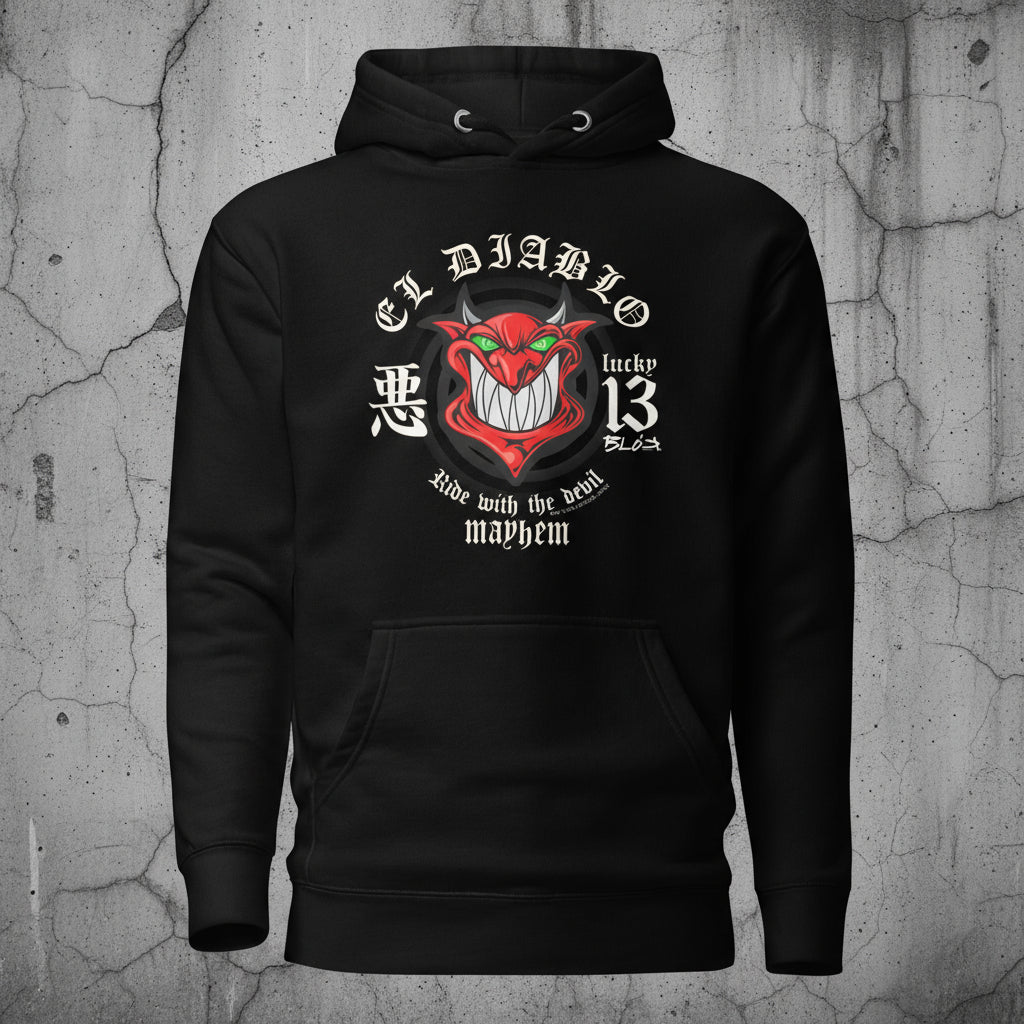 El Diablo - Front Print in Red & White - Men's Hoodie
