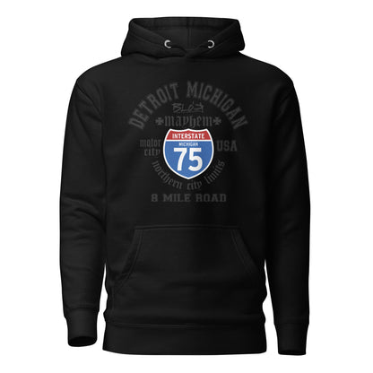 Detroit 8 Mile - 50 States - Black Front Print - Men's Graphic Hoodie