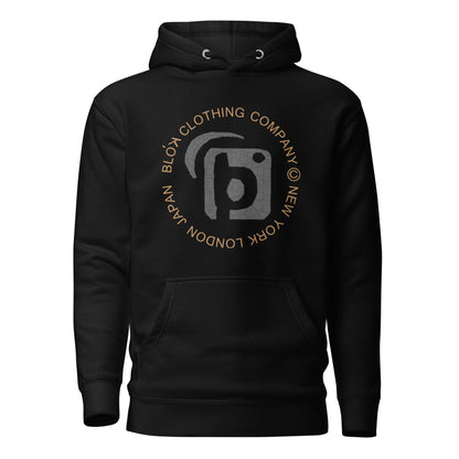 Mosaic Circle - Black & Orange Front Print - Men's Graphic Hoodie