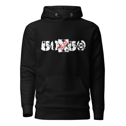 50/50 - Front Print in White & Red - Men's Graphic Hoodie