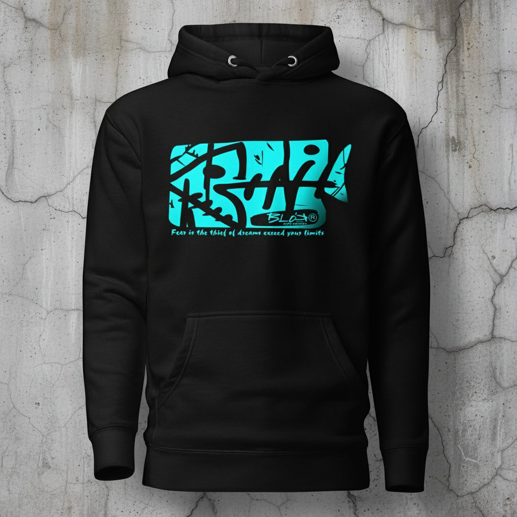 Fish Bone - Front Print - in Turquoise - Men's Hoodie