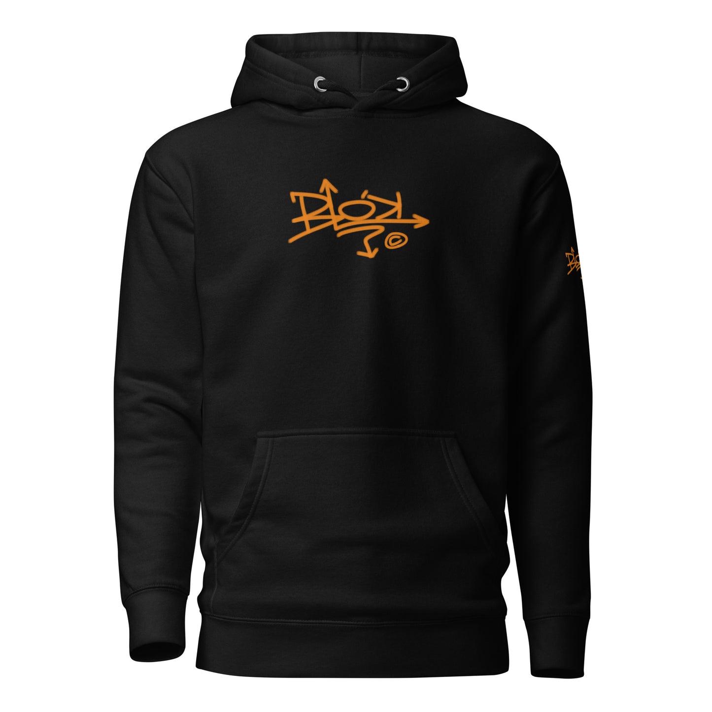 Blok Tag - Front & Arm Print in Orange - Men's Graphic Hoodie