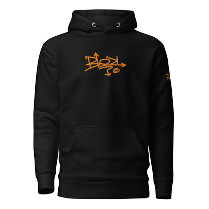 Blok Tag - Front & Arm Print in Orange - Men's Graphic Hoodie