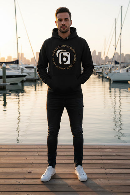 NY LDN JPN - White & Orange Front Print - Men's Graphic Hoodie