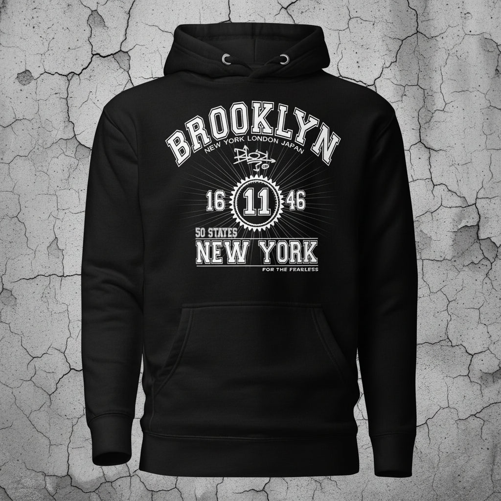 Brooklyn New York - Front Print in White - Men's Hoodie