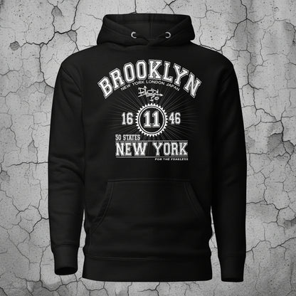 Brooklyn New York - Front Print in White - Men's Hoodie