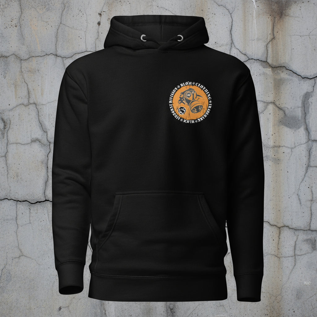 Gas mask - Front & Back Print - in White & Orange - Men's Hoodie