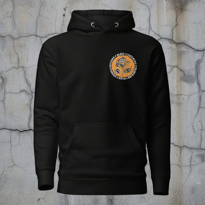 Gas mask - Front & Back Print - in White & Orange - Men's Hoodie