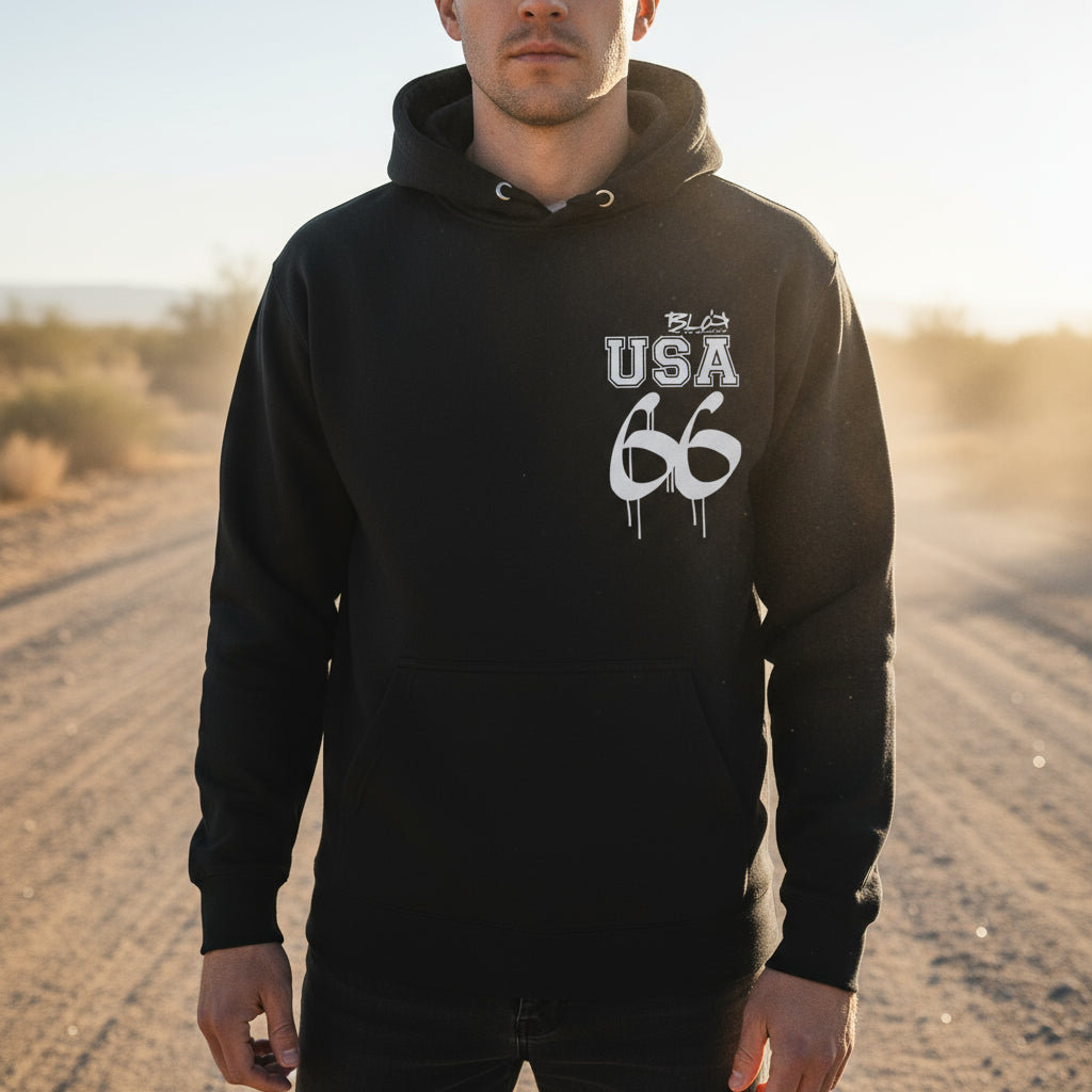 Route 66 Road Trip - 50 States - Front & Back Print in White - Men's Hoodie