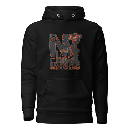 New York City Worldwide - Front Print in Black & Orange - Men's Graphic Hoodie