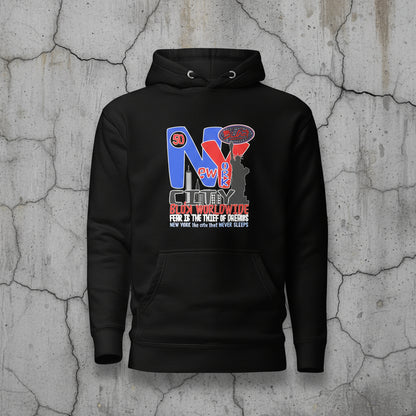 New York City Worldwide - Front Print in Blue & Red - Men's Hoodie