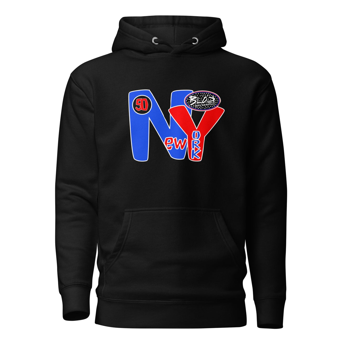 New York City Worldwide - Front & Back Print in Red & Blue - Men's Graphic Hoodie
