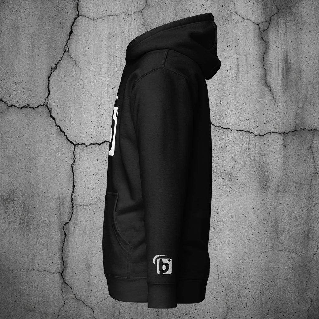 Original Logo - White Front Print with Embroidered Arm - Men's Hoodie