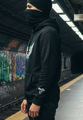 Airborne Wings - Front & Arm Print in Green - Men's Hoodie