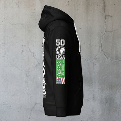 Queens - 50 States - Front, Back & Arm Print - Men's Hoodie