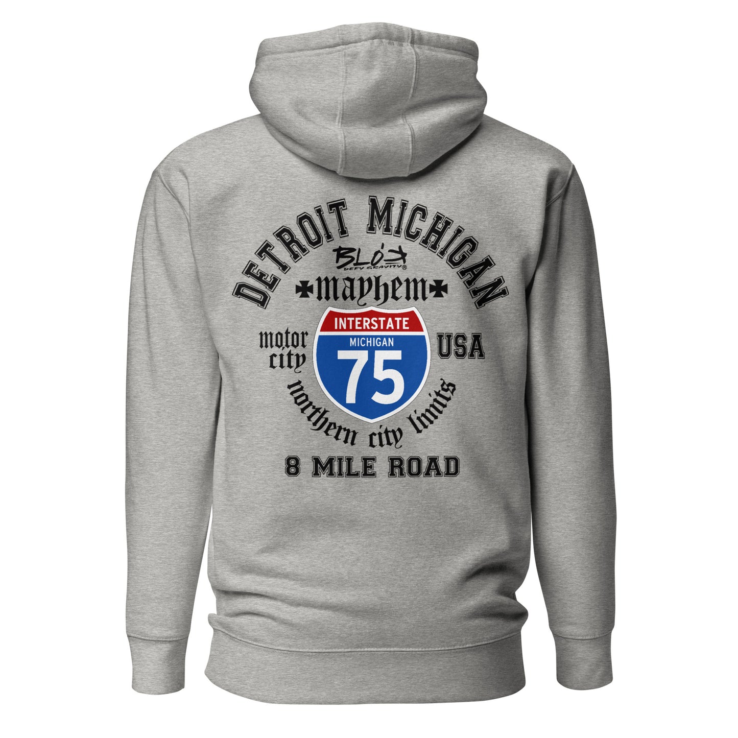 BLOK Detroit 8 Mile - Black Front & Back Graphic Print Women's Hoodie