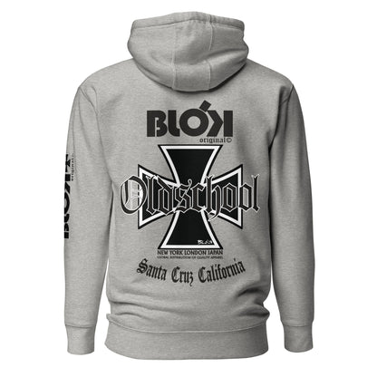 Old School Iron Cross - Front, Back & Arm Print in Black - Women's Hoodie