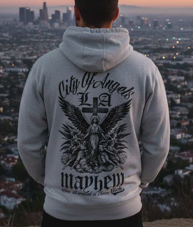 City Of Angels Mayhem - Front & Back Print - in Black - Men's Hoodie