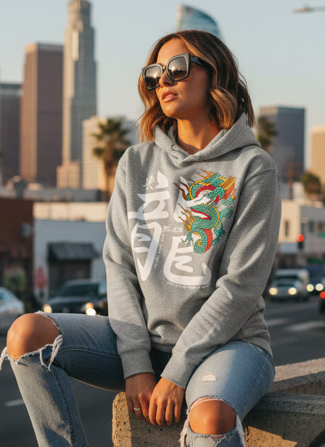 BLOK Hidden Dragon - White Front Graphic Print Women's Hoodie