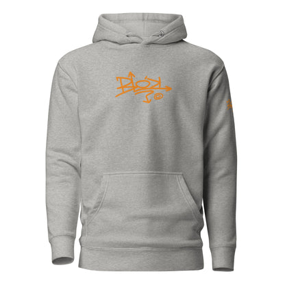 Blok Tag - Front & Arm Print in Orange - Women's Hoodie