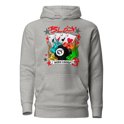 Born Lucky - Back & Front Print with Red Logo - Women's Hoodie