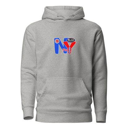 New York City Worldwide - Front & Back Print in Blue & Red - Women's Hoodie