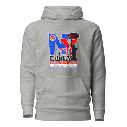 New York City Worldwide - Front Print in Blue & Red - Women's Hoodie
