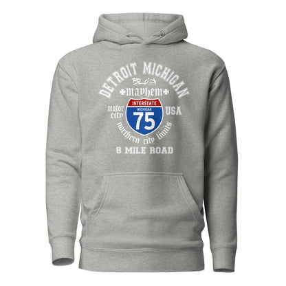 Detroit 8 Mile - 50 States - with White Print - Men's Hoodie
