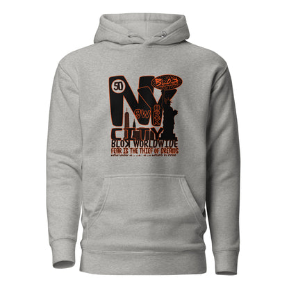 New York City Worldwide - Front Print in Black & Orange - Men's Hoodie