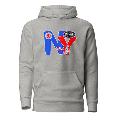New York City Worldwide - Front & Back Print in Red & Blue - Men's Graphic Hoodie