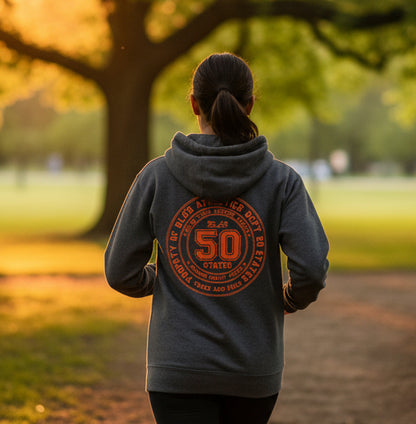 BLOK 50 State Athletic Dept. - Orange Front & Back Graphic Print Women's Hoodie
