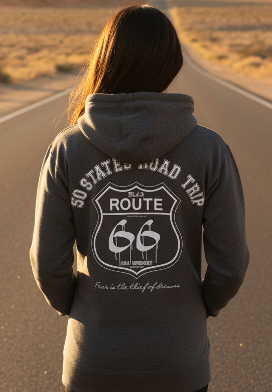 BLOK Route 66 Road Trip - White Front & Back Graphic Print Women's Hoodie