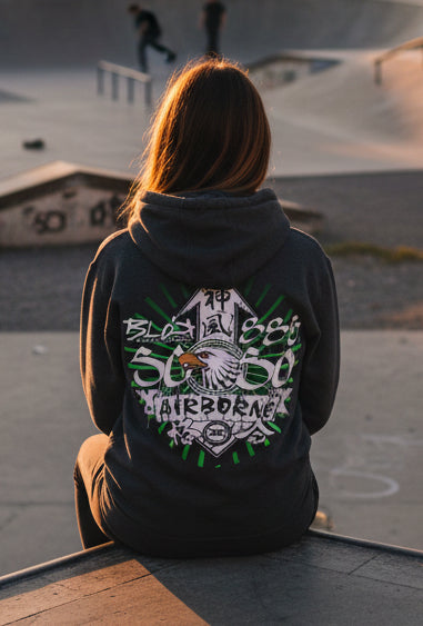 Airborne Eagle - Front & Back Print in Green - Women's Hoodie