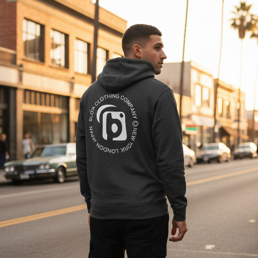 NY LDN JPN - Front & Back Print in White - Men's Graphic Hoodie
