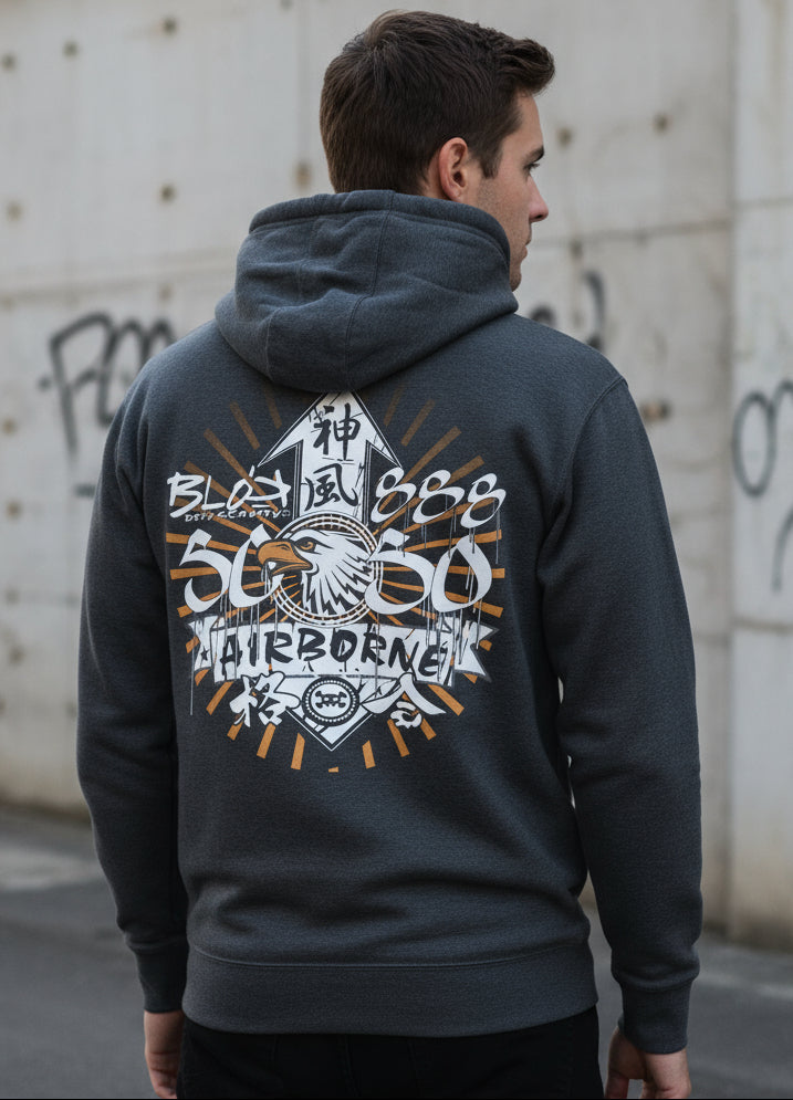 Airborne Eagle - Front & Back Print in Turquoise - Men's Hoodie